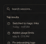 Bramble session search showing recent project activity